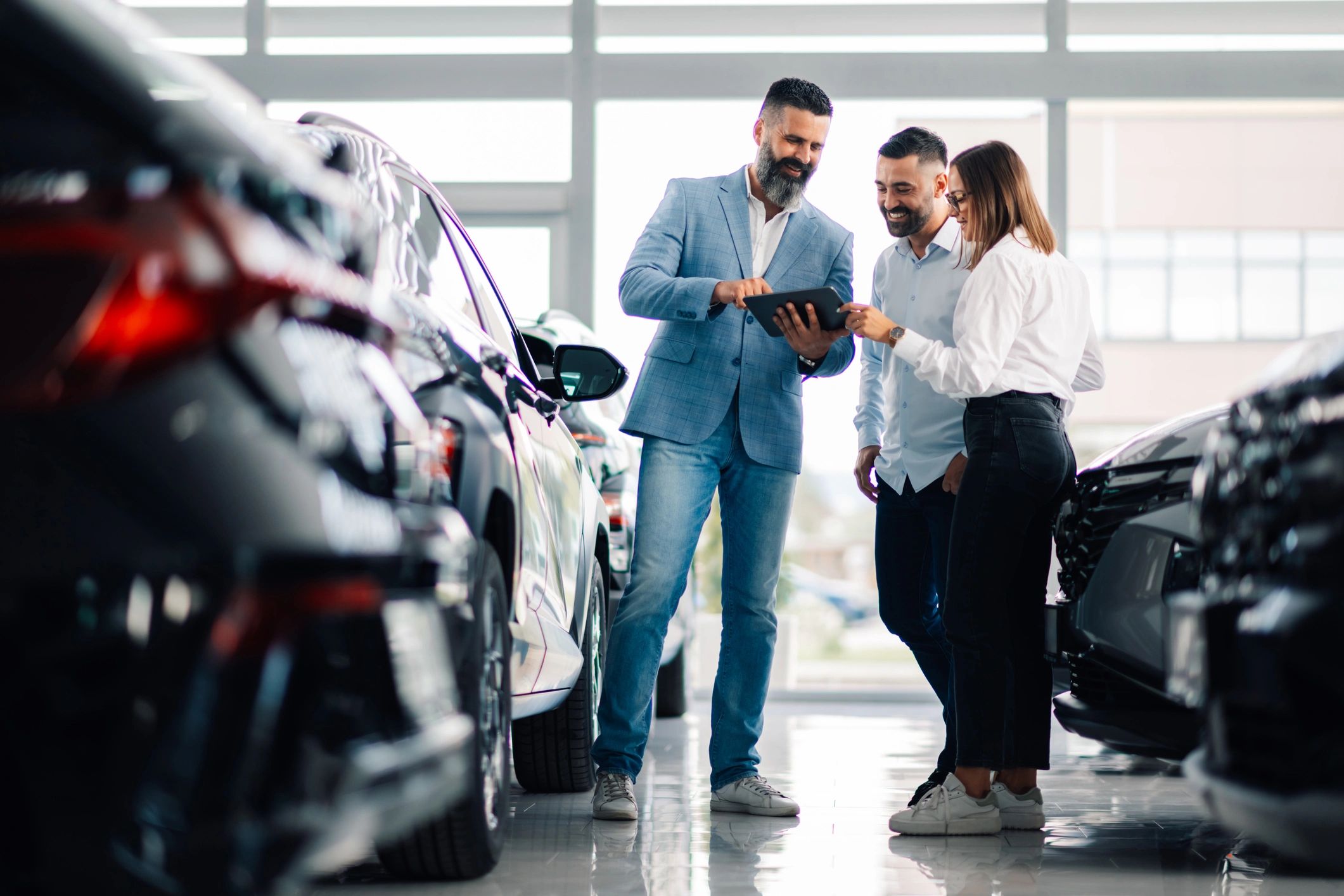 modern car dealership team